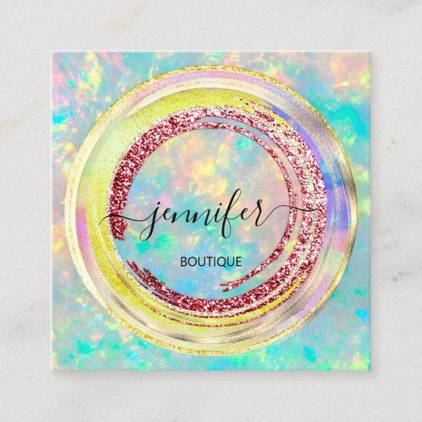 QR Code Logo Glitter Gold Drips Holograph Colorful Square