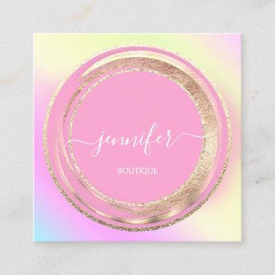 QR Code Logo Glitter Gold Drips Holograph Pastels Square