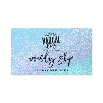 QR Code Logo Online Shop Blue Oceanic Glitter