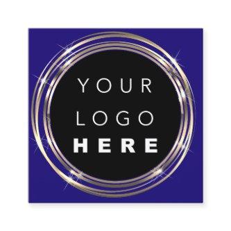 QR Code Logo Online Shop Frame Gold Blue Navy Square