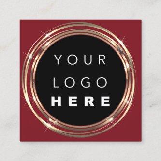 QR Code Logo Online Shop Frame Gold Burgundy  Square