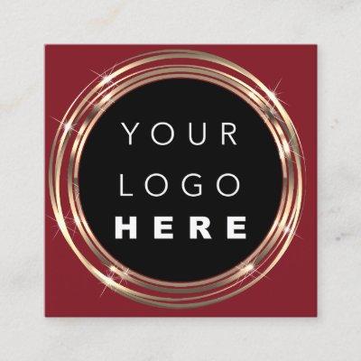 QR Code Logo Online Shop Frame Gold Burgundy  Square
