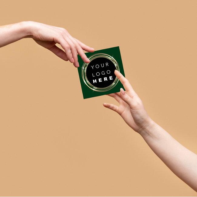 QR Code Logo Online Shop Frame Gold Green Square