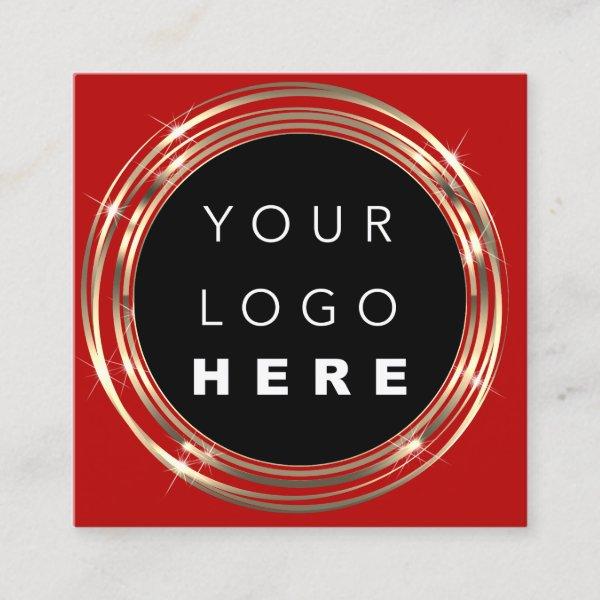 QR Code Logo Online Shop Frame Gold Ruby Red Square