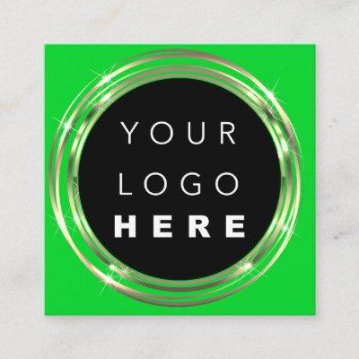QR Code Logo Online Shop Frame Gold Vivd Green Square