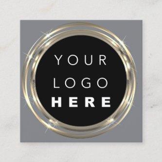 QR Code Logo Online Shop Frame Gold Vivd Grey Square