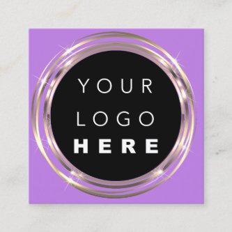 QR Code Logo Online Shop Frame Gold Vivd  Purple Square