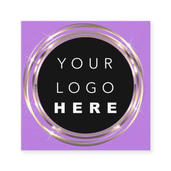QR Code Logo Online Shop Frame Gold Vivd  Purple Square