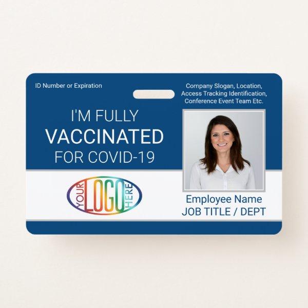 QR Code Logo Photo Employee ID Vaccine Pass Blue Badge