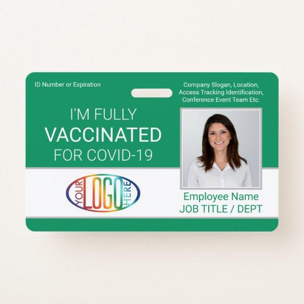 QR Code Logo Photo Employee ID Vaccine Pass Green Badge