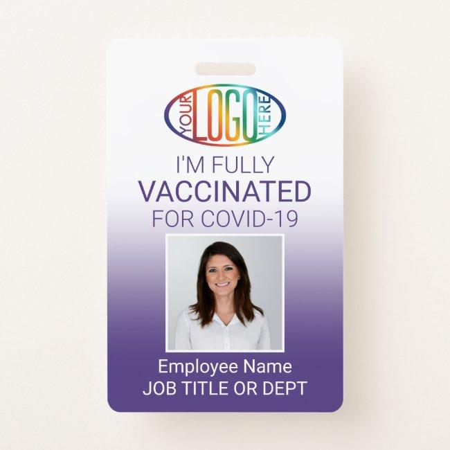 QR Code Logo Photo ID Covid Vaccine Pass Purple Badge