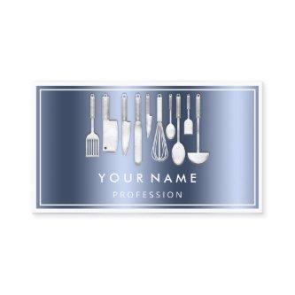 QR CODE Logo Restaurant Cooking Diet Chef Blue