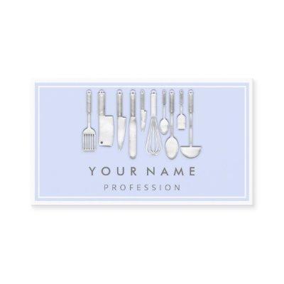 QR CODE Logo Restaurant Cooking Diet Chef Blue