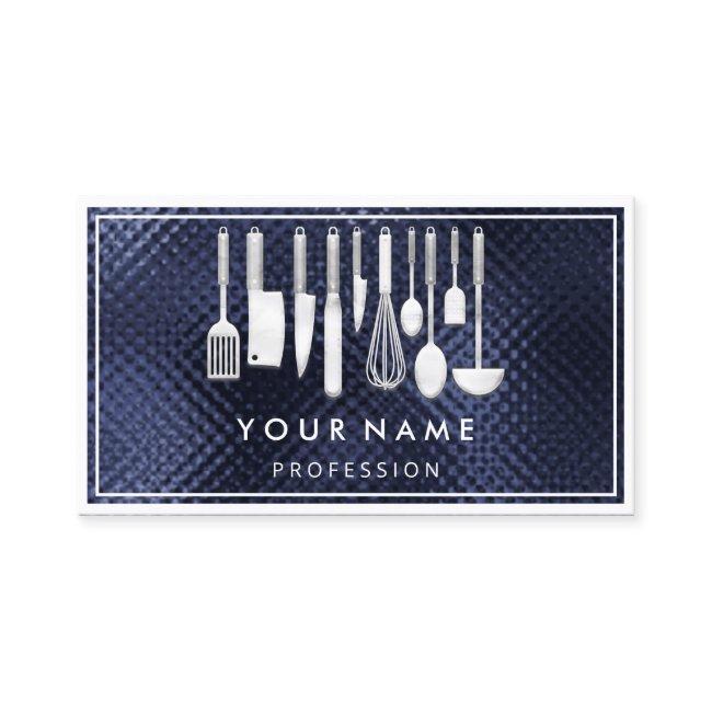 QR CODE Logo Restaurant Cooking Diet Chef Navy