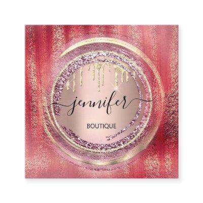 QR Code Logo Shop Blush Rose Gold Drips Circles Square