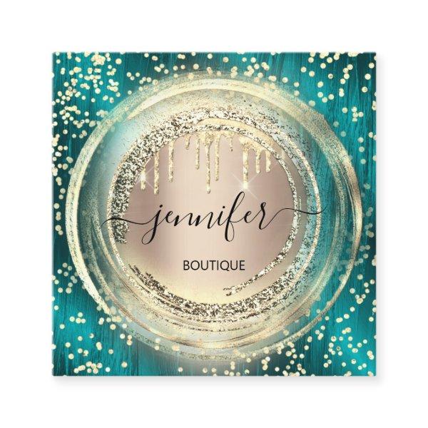 QR Code Logo Shop Blush Rose Gold Drips Confetti Square