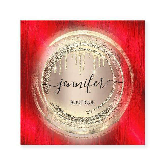 QR Code Logo Shop Blush Rose Gold Drips Red Square
