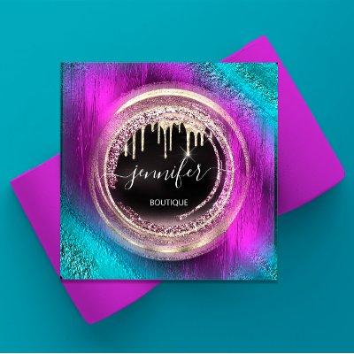 QR Code Logo Shop Glitter Pink Rose Drips Circle Square