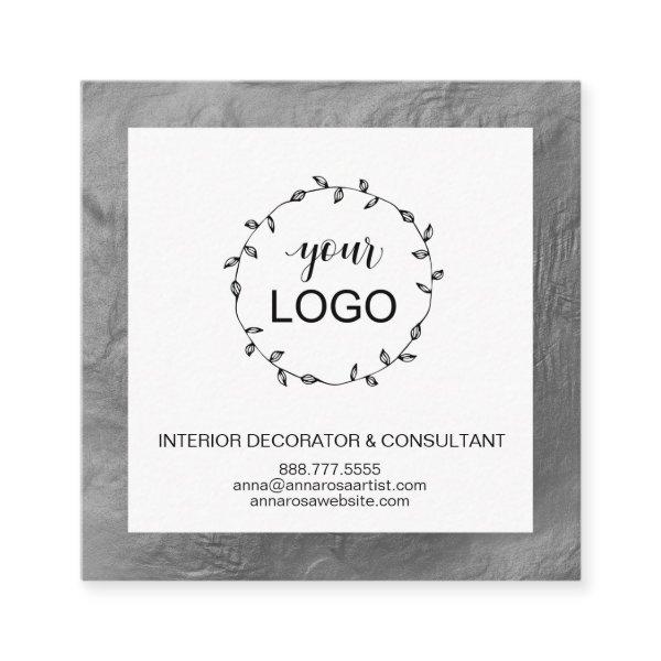 *~* QR Code LOGO- Social Media Icons SILVER Foil   Square