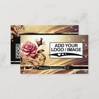 QR Code Logo Template Deluxe Gold Rose Luxury Chic