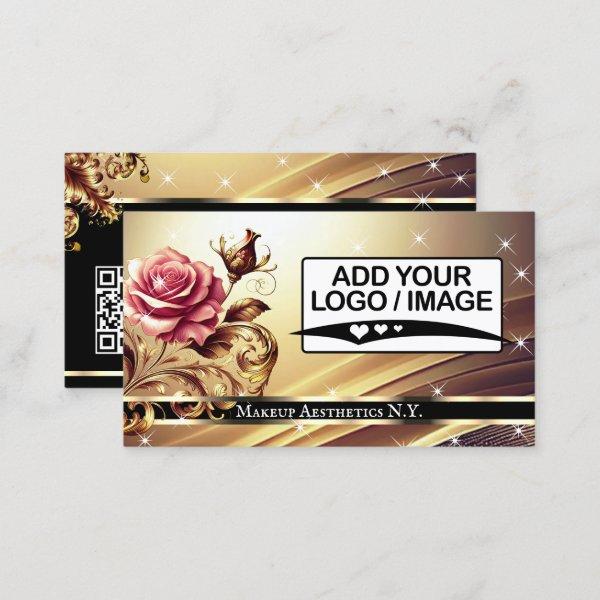 QR Code Logo Template Deluxe Gold Rose Luxury Chic