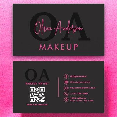 QR Code Makeup Artist Hot Pink Black Social Media