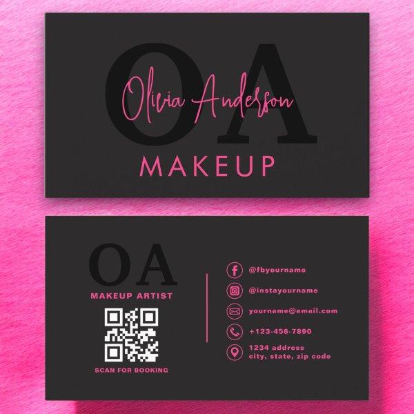QR Code Makeup Artist Hot Pink Black Social Media