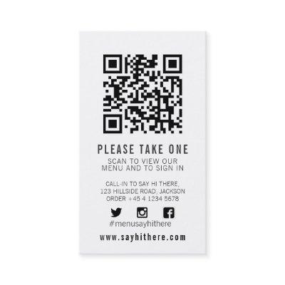 Qr code menu scan black white simple