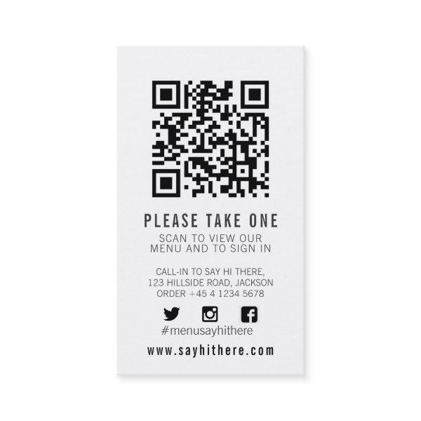 Qr code menu scan black white simple