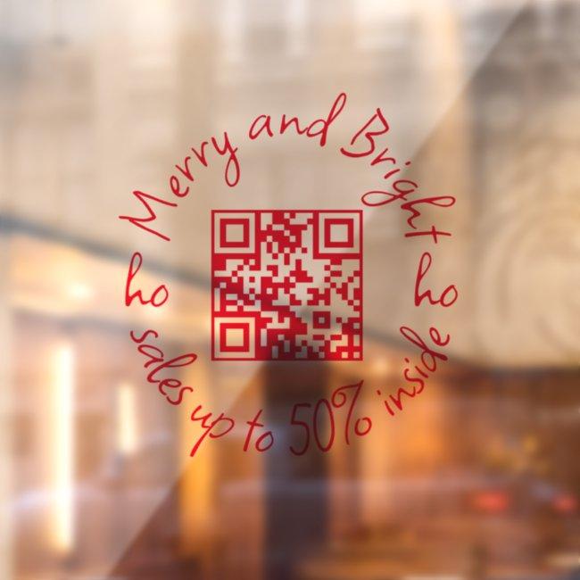 QR Code MERRY AND BRIGHT SALES UP TO 50% INSIDE Window Cling