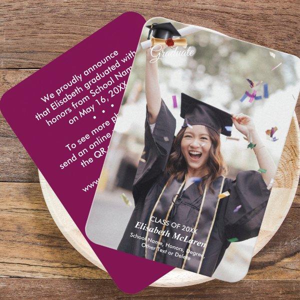 QR Code Mini Graduation Photo Announcement Insert