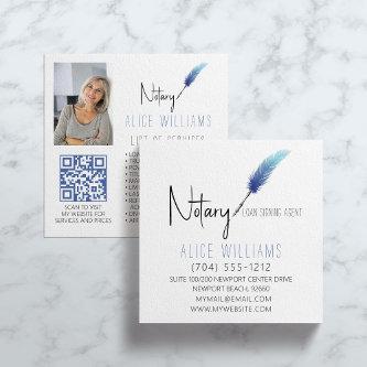 QR Code Minimalist Blue & White Notary Photo Square