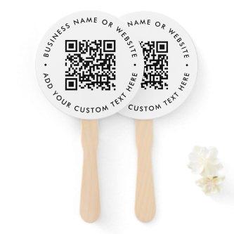 QR Code | Minimalist Clean Simple White Round Hand Fan