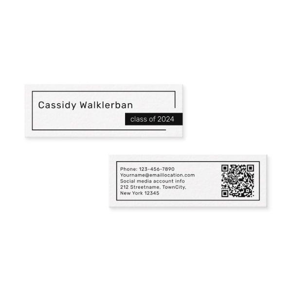 QR Code Minimalist Graduate Graduation Name  Calling Card