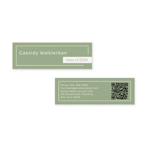 QR Code Minimalist Graduate Graduation Name  Calling Card