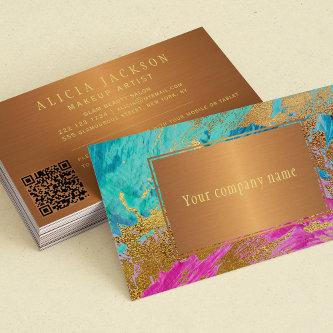 QR CODE modern abstract copper gold your name
