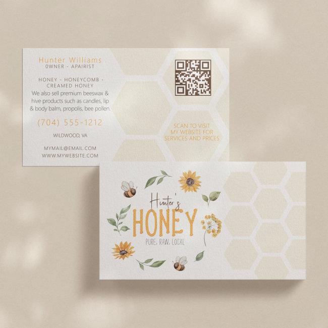 QR Code Modern Apiarist Beekeeper Wreath Honeybee
