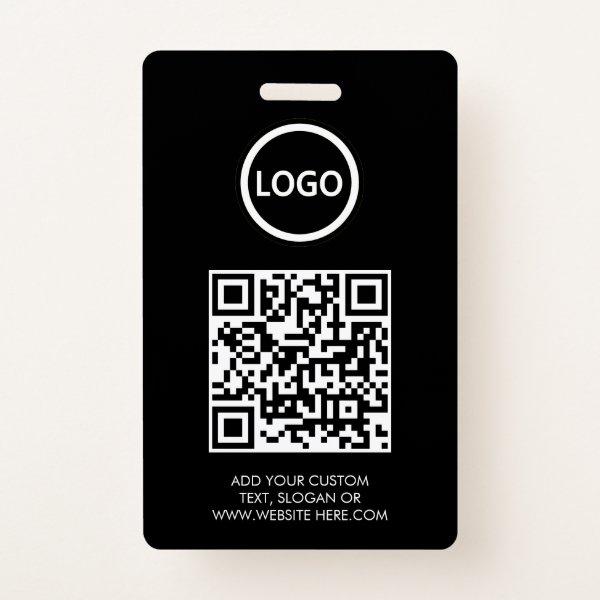 QR Code | Modern Black Business Logo Event Badge