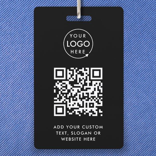 QR Code | Modern Black Business Logo Event Badge