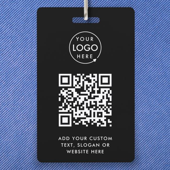 QR Code | Modern Black Business Logo Event Badge