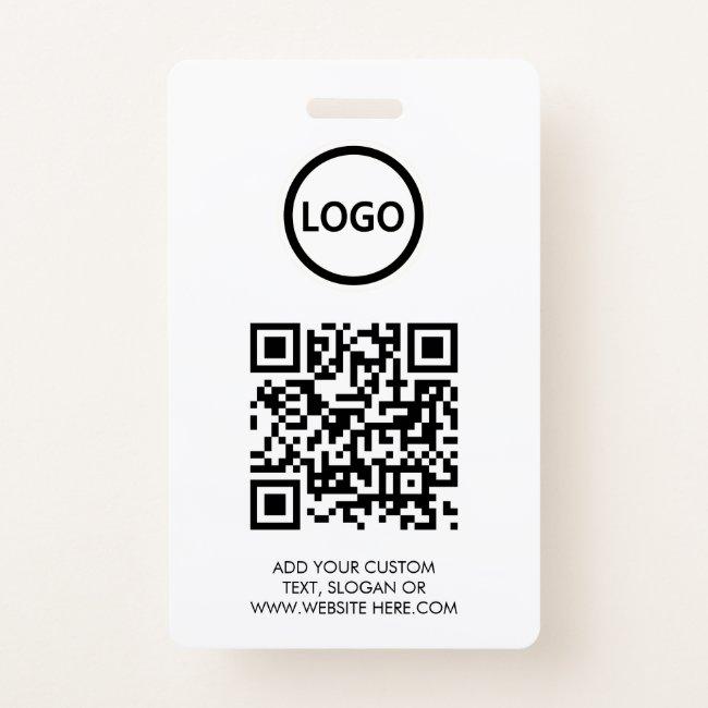 QR Code | Modern Black Business Logo Event Badge