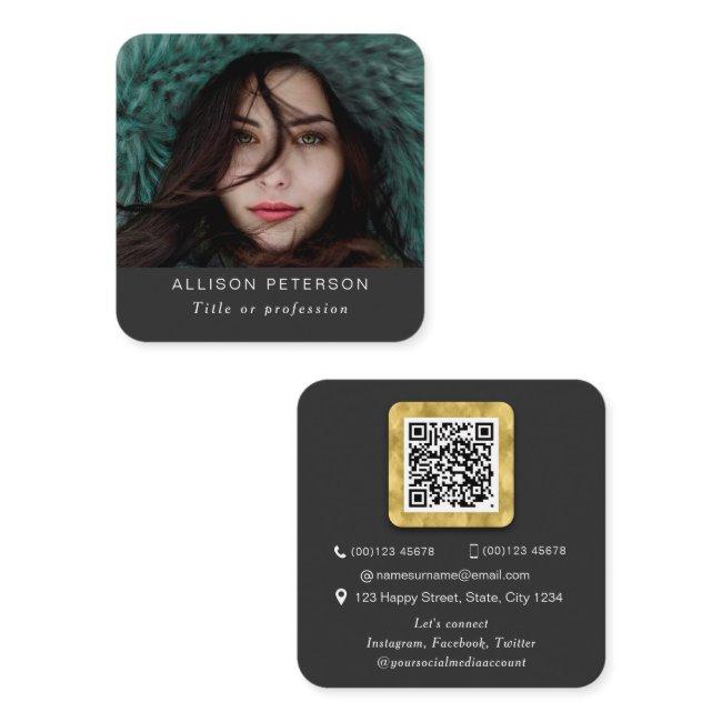 QR code modern gold professional scannable photo Square