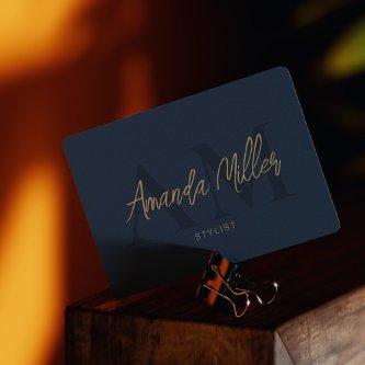 QR Code Modern Minimalist Monogram Dark Blue
