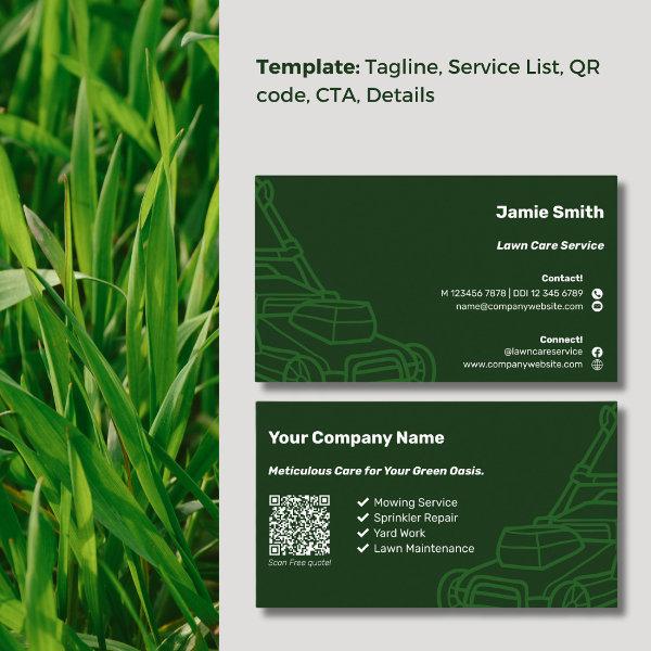 QR Code Mower Outline Custom Dark Green Lawn Care