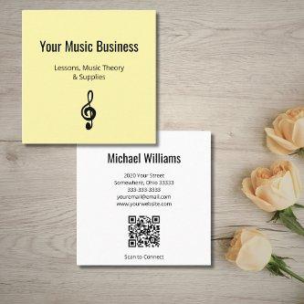 QR code Music Lessons Musical Treble Clef Yellow Square