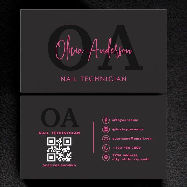QR Code Nail Specialist Artist Modern Typography