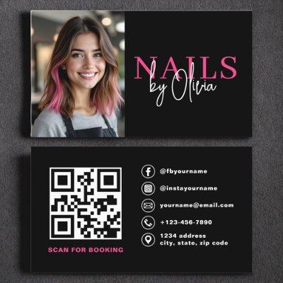 QR Code Nail Specialist Photo Modern Typography