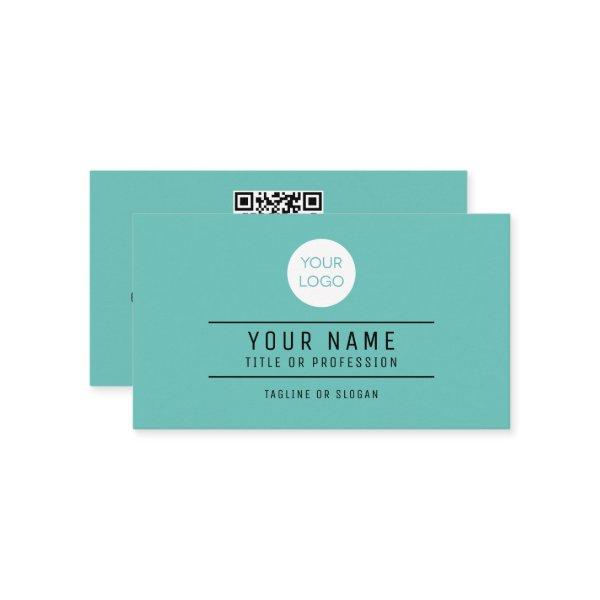 QR Code Name Professional Logo Light Teal Calling Card
