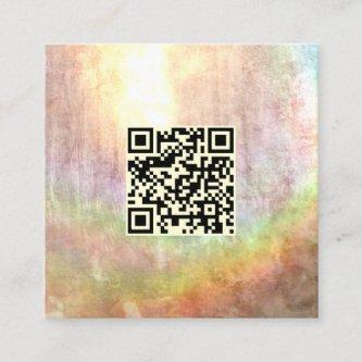 QR Code Neutral Beige Stone Rainbow Abstract Art Square