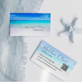QR Code Ocean Beach Sea Travel Aqua Blue Stylish